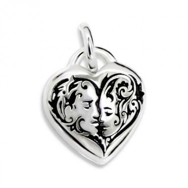 2 faces heart - 925 Sterling Silver Simple Pendants SD10052