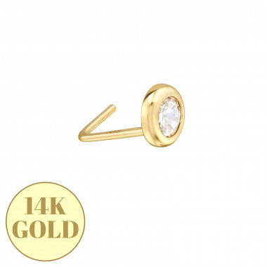3mm Rubover Setting - 14K Gold Nose Studs SD48909