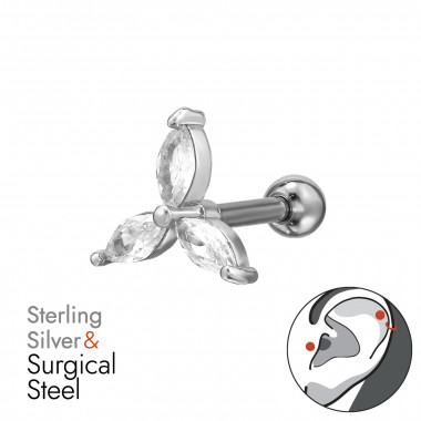 Marquise Flower - 925 Sterling Silver Silver SD49629
