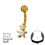 Double Star Gold Plated - 925 Sterling Silver Silver SD49656 Double Star Gold Plated - 925 Sterling Silver Silver SD49656