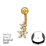 Flower Gold Plated - 925 Sterling Silver Silver SD49666