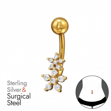 Flower Gold Plated - 925 Sterling Silver Silver SD49666