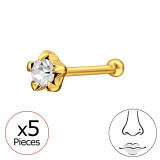 Star Gold Plated Pack Of 5 - 925 Sterling Silver Silver SD49711