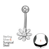 Daisy Flower - 925 Sterling Silver Silver SD50087
