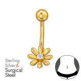 Daisy Flower - 925 Sterling Silver Silver SD50088