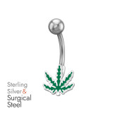 10mm Cannabis Leaves - 925 Sterling Silver Silver SD50284