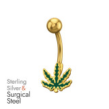 Cannabis Leaves Gold - 925 Sterling Silver Silver SD50285