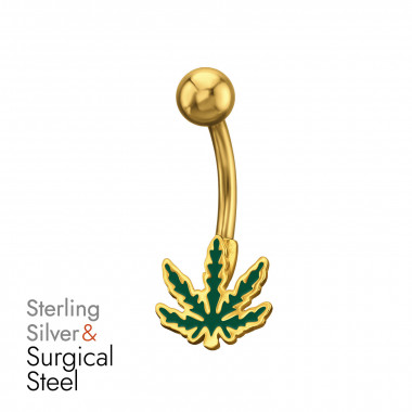 Cannabis Leaves Gold - 925 Sterling Silver Silver SD50285