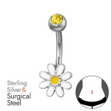 Daisy Flower - 925 Sterling Silver Silver SD50315