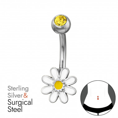 Daisy Flower - 925 Sterling Silver Silver SD50315