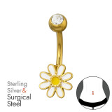 Daisy Flower Gold Plated - 925 Sterling Silver Silver SD50316