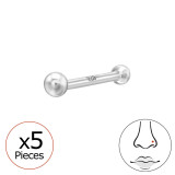 1.5Mm Ball Nose Stud 22G - 925 Sterling Silver Silver SD50510