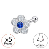 3.5Mm Flower Nose Stud - 925 Sterling Silver Silver SD50605