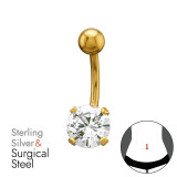 5mm Plain Ball 4 Prong 8mm Cz Gold Plated - 925 Sterling Silver Silver SD50643