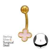 Pink Clover Belly Body Jewelry - 925 Sterling Silver Silver SD51396