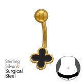 Black Clover Belly Body Jewelry - 925 Sterling Silver Silver SD51397