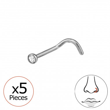 0.8Mm (20G) Nose Stud 2mm Crystal - Titanium Steel SD48949