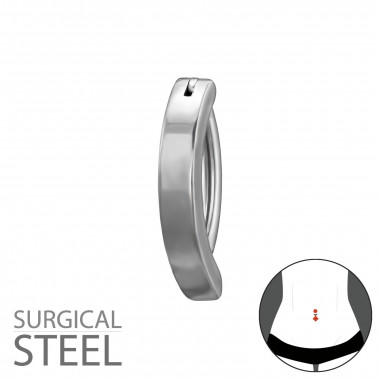 Hinged Curved Bar Belly Button Clicker Ring 1.6X10Mm (14G) - 316 Surgical Steel Steel SD50534