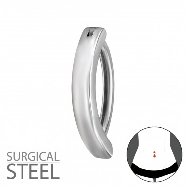 Hinged Curved Bar Belly Button Clicker Ring 1.6X12Mm (14G) - 316 Surgical Steel Steel SD50535