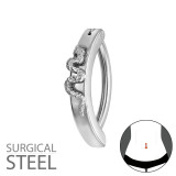 Hinged Curved Bar Belly Button Clicker Ring With Snake 1.6X12Mm (14G) - 316 Surgical Steel Steel SD50536