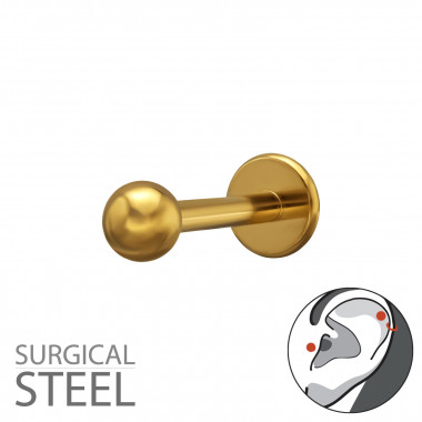 1.2X8Mm (16G) - 3mm Ball Gold Color - 316 Surgical Steel Steel SD50537