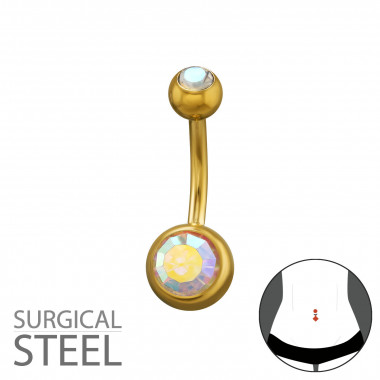 1.6X10Mm (14G) - 5mm Round Top 8mm Round Bottom - Gold Color - 316 Surgical Steel Steel SD50551