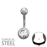 1.6X10Mm (14G) - 5mm Plain Round Top 8mm Round Crystal Bottom - 316 Surgical Steel Steel SD50552