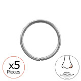 0.8X8Mm (20G) Seamless Nose Ring (X5) - 316 Surgical Steel Steel SD50556