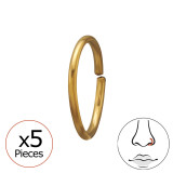 0.8X8Mm (20G) Seamless Nose Ring Gold Color (X5) - 316 Surgical Steel Steel SD50557