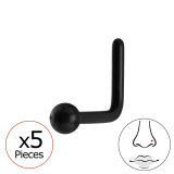 0.8X8Mm (20G) Black Color L-Shape Nose Stud (X5) - 316 Surgical Steel Steel SD50558