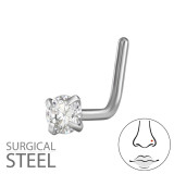 0.8X7X4.5Mm (20G) - 2.5Mm Round 4 Prong L-Shape Nose Stud - 316 Surgical Steel Steel SD50564