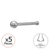 0.8X7.5Mm (20G) - 2mm Ball Nose Stud (X5) - 316 Surgical Steel Steel SD50567