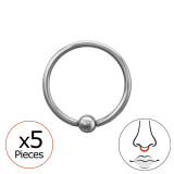 0.8X8Mm (20G) Captive Bead Nose Ring With 2mm Ball (X5) - 316 Surgical Steel Steel SD50570
