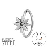 0.8X8Mm (20G) Flower Seamless Nose Ring - 316 Surgical Steel Steel SD50572