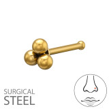 0.8X7.5Mm (20G) 3 Dots Gold Color Nose Stud - 316 Surgical Steel Steel SD50578