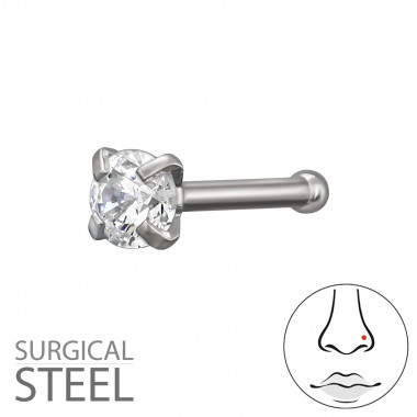 0.8X7.5Mm (20G) 2.5Mm Square 4 Prong Nose Stud - 316 Surgical Steel Steel SD50583