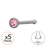 0.8X7.5Mm (20G) 2mm Round Nose Stud (X5) - 316 Surgical Steel Steel SD50584