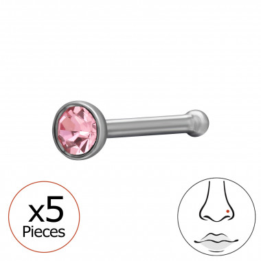 0.8X7.5Mm (20G) 2mm Round Nose Stud (X5) - 316 Surgical Steel Steel SD50584