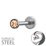 1.2X6Mm (16G) Tragus, Helix, Upper Ear Piercing With 3mm Crystal - 316 Surgical Steel Steel SD50585