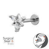 1.2X8Mm (16G) Flower With Mix Cz - Brass Steel SD50587