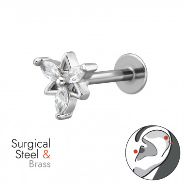 1.2X8Mm (16G) Flower With Mix Cz - Brass Steel SD50587