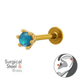 1.2Mmx8 (16G) 6 Prong Tragus, Helix, Upper Ear Piercing Gold Color - Brass Steel SD50593