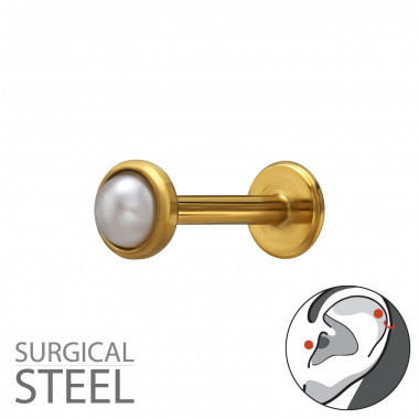 3mm Imitation Pearl - 316 Surgical Steel Steel SD50596