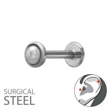 3mm Imitation Pearl Tragus - 316 Surgical Steel Steel SD50597