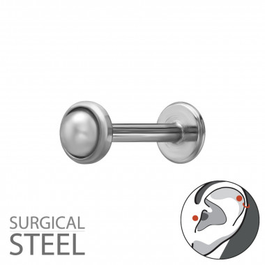 3mm Imitation Pearl Tragus - 316 Surgical Steel Steel SD50597