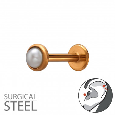 3mm Imitation Pearl Tragus, Helix - 316 Surgical Steel Steel SD50598