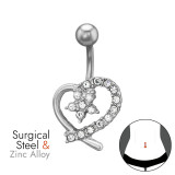 Heart With Star 1.6X10Mm (14G) Curved Barbell Zinc & Stainless - Zinc Steel SD50599