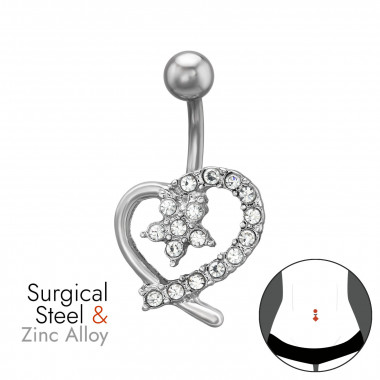 Heart With Star 1.6X10Mm (14G) Curved Barbell Zinc & Stainless - Zinc Steel SD50599