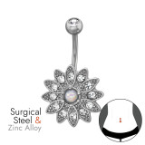 Floral Sunburt 1.6X10Mm (14G) Curved Barbell Zinc & Stainless - Zinc Steel SD50600