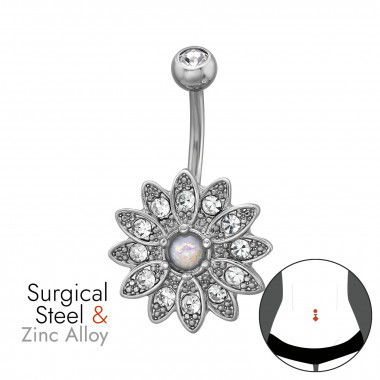 Floral Sunburt 1.6X10Mm (14G) Curved Barbell Zinc & Stainless - Zinc Steel SD50600
